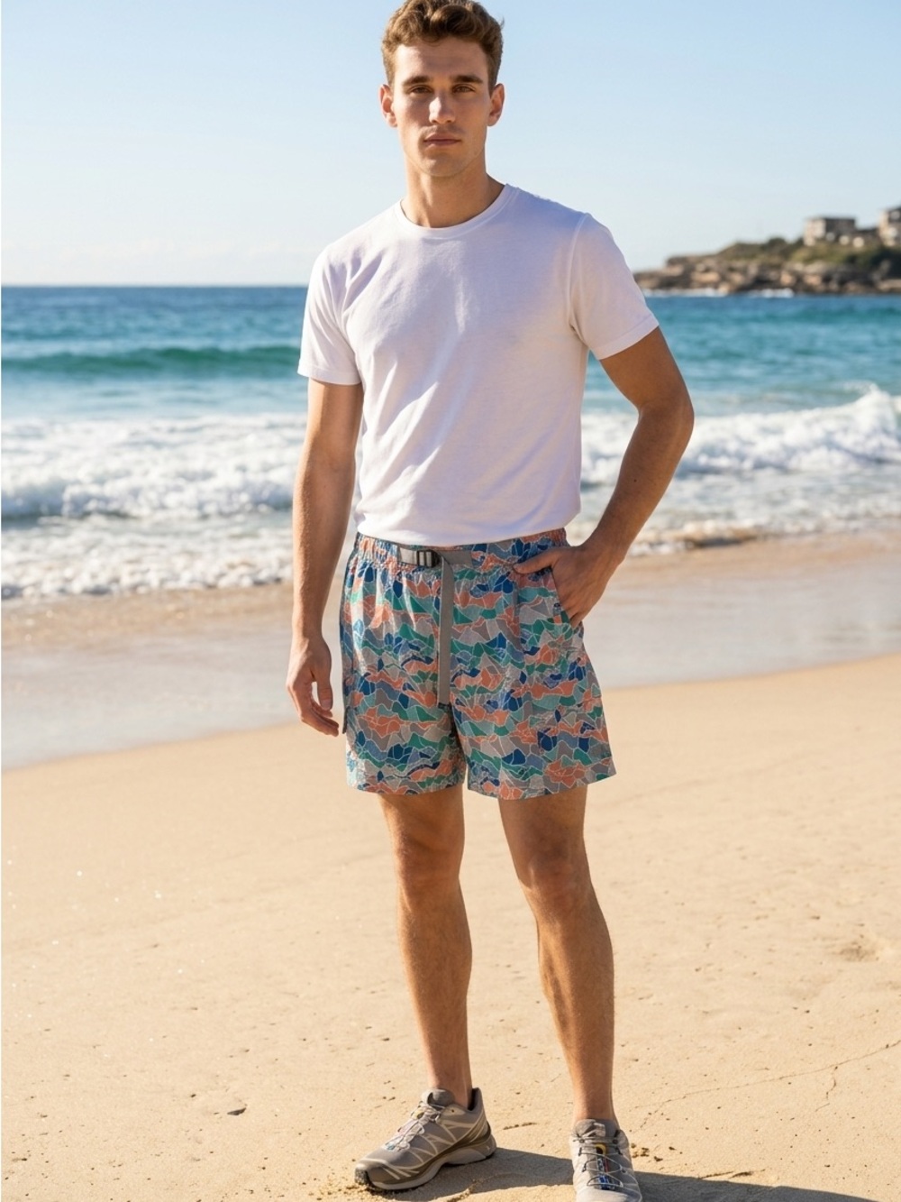The North Face Shorts Men’s Large Multicolor Mosaic Mountain 4.5”Inseam Swim